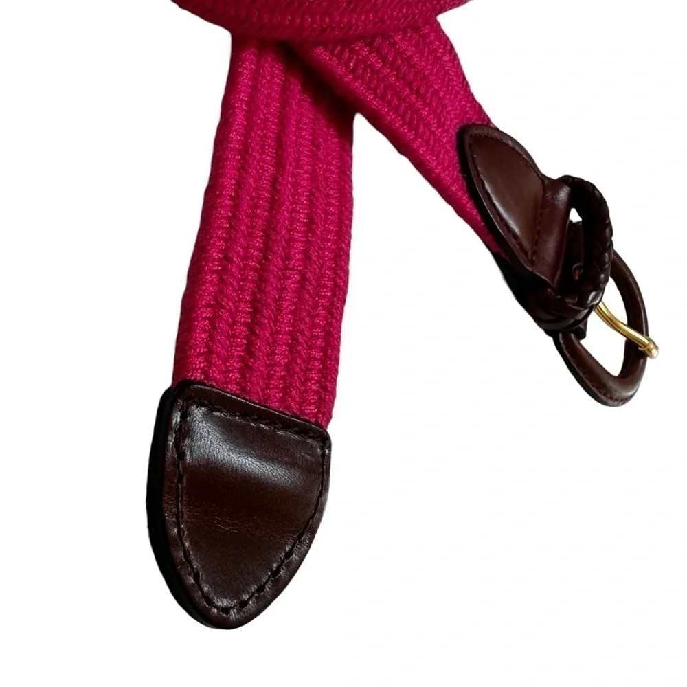 Talbots Woven Elastic Stretch Classic Braided Belt, Bright Pink, Medium